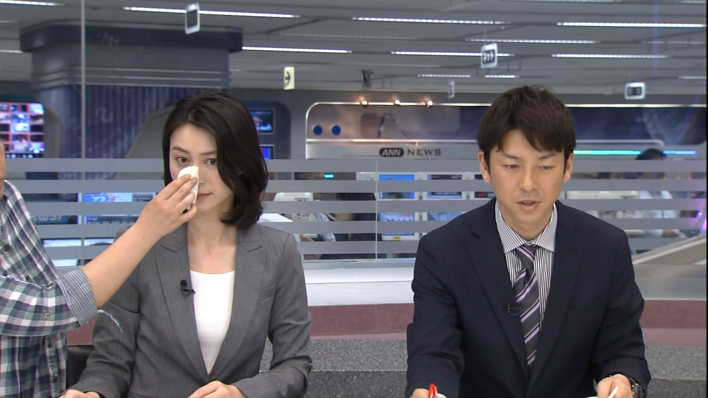 テレビ朝日、熊本地震を伝える小川彩佳アナ
