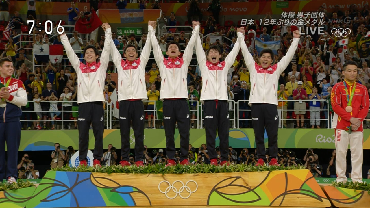 体操　男子団体　日本逆転で金メダル獲得！
