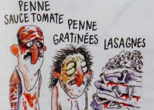 仏紙シャルリーが地震風刺画、被災者を「ラザニア」扱い 伊激怒