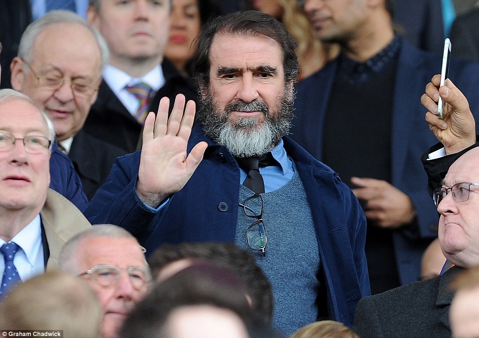 Eric Cantona was also in the stands at Old Trafford to watch Manchester United face Leicester on Sunday