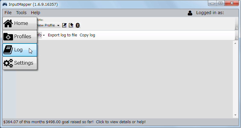 InputMapper 1.6.9 Log ボタン