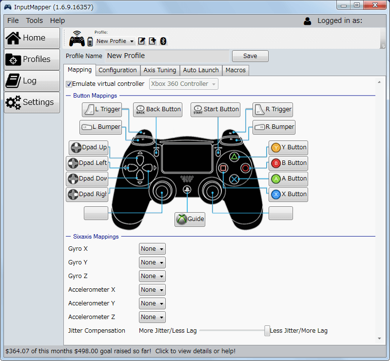 新型 PS4 コントローラー（デュアルショック 4）を PC で使えるように Input Mapper をインストールした時のメモ