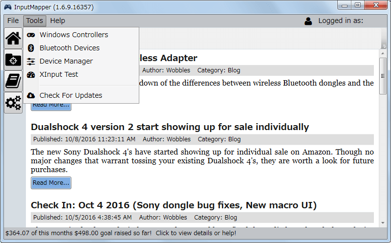 InputMapper 1.6.9 メニュー Tools の内容