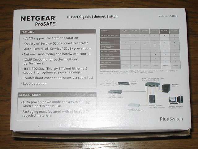 NETGEAR アンマネージプラススイッチ ギガ 8ポート スイッチングハブ 管理機能付 無償永久保証 GS108E-300JPS パッケージ裏面