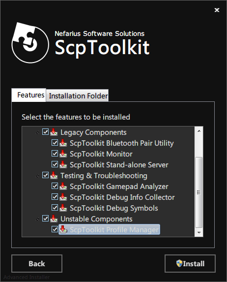 ScpToolkit 今回はすべてのツールにチェックマークを入れてインストール