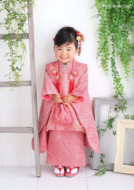 七五三3歳 総絞りの正絹お着物の雰囲気も感じてください～♪狛江市 